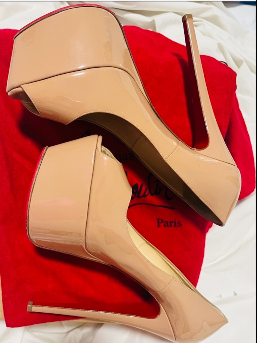 CHRISTIAN LOUBOUTIN SZ 41 NUDE JAMIE 160mm PEEP TOE PLATFORM PUMPS STILETTOS